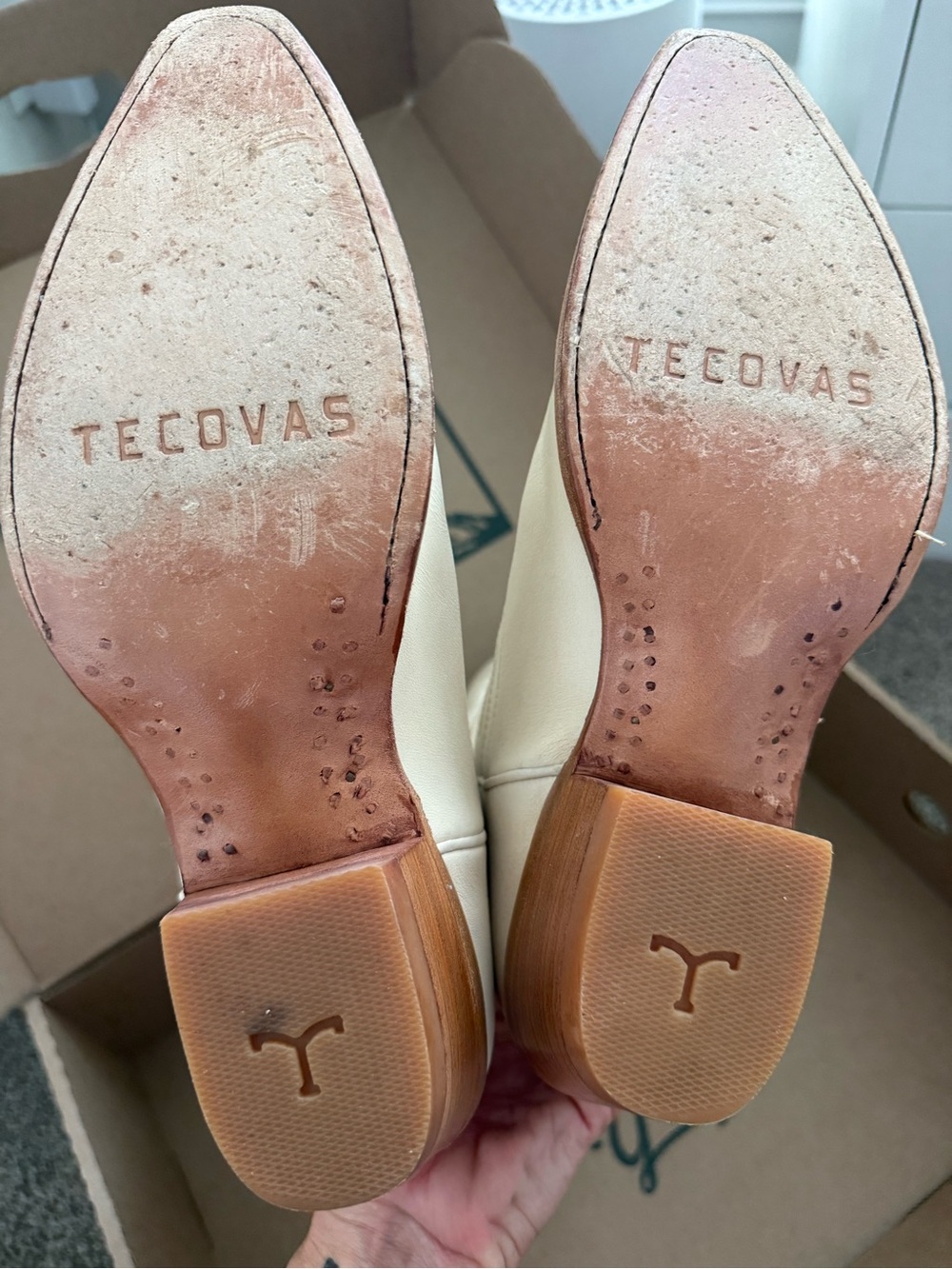 Tecovas Annie Boots Bone Calfskin Cream 8.5 - Picture 5 of 7